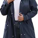 IN'VOLAND Plus Size Rain Jackets For Women Waterproof Rain Coats with Hood Lightweight Windbreaker Outdoor Trench Coat, Size 24 Plus