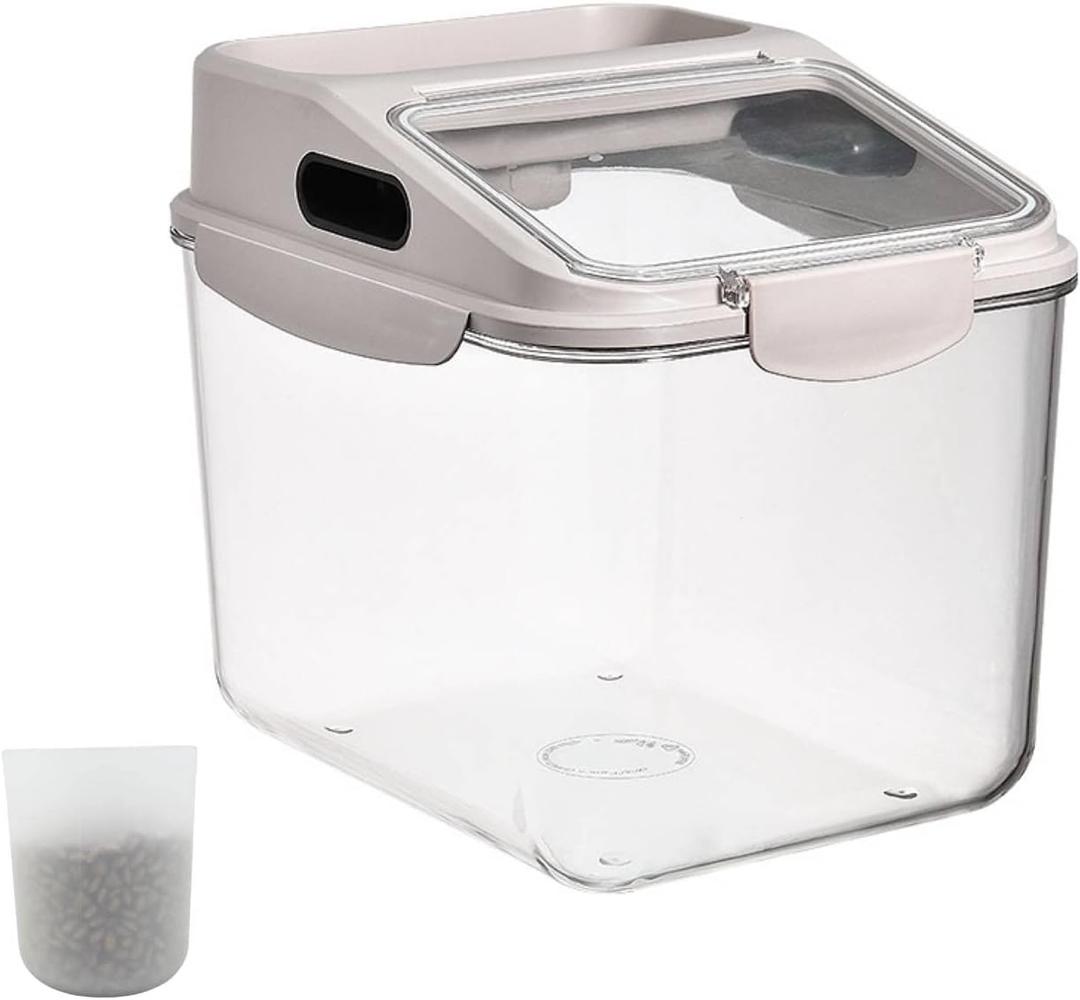 Fhiny 5.5LB Dog Food Storage Container, Airtight Pet Treat Bin Translucent Dry Food Grain Storage Barrels Sealed Bucket MoistureProof Plastic Cat Puppy Food Bin with Seal Locking Lid Keep Fresh