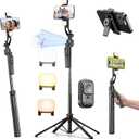 Auto Face Tracking Selfie Stick Tripod for iPhone with Light 360 Rotation That Follows Your Movement 63" Camera Tripod Stand with Remote for Content Creator Vlog Live Stream Video Recording