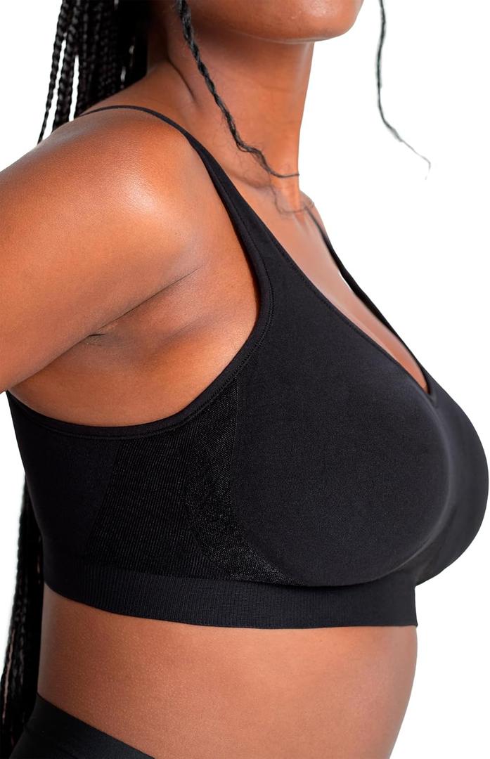 SHAPERMINT Bralettes for Women with Support - Adjustable Wireless Support Bra, Full Coverage No Underwire Seamless Bra (Black, XXXL)