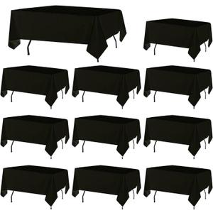 10 Pack Black Table Cloth Rectangle Table Cloths for 8 Foot Rectangle Tables 60 X 126 Inch Washable Polyester Table Covers, Reusable & Wrinkle Resistant for Weddings, Parties, Events, and Everyday Use