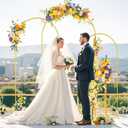 FOTSHARER Wedding Arch Backdrop Stand and Black Arch Covers Stretchy Backdrop Set of 3 (7.2FT, 6.6FT, 6FT) Metal Arched Stand with Spandex Arch Covers for Graduation Ceremony Bridal Shower Event Decor