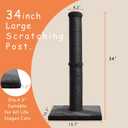 Karolpar 34inch Cat Scratching Post with Natural Sisal Rope 4.3Inch Large Diameter Scratcher Post Tree for Indoor Cats Black