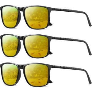 YDAOWKN Polarized Sunglasses for Men, Lightweight Sun Glasses With UV Protection for Driving Fishing Golf ((3 Pack) Night Vision/Night Vision/Night Vision)