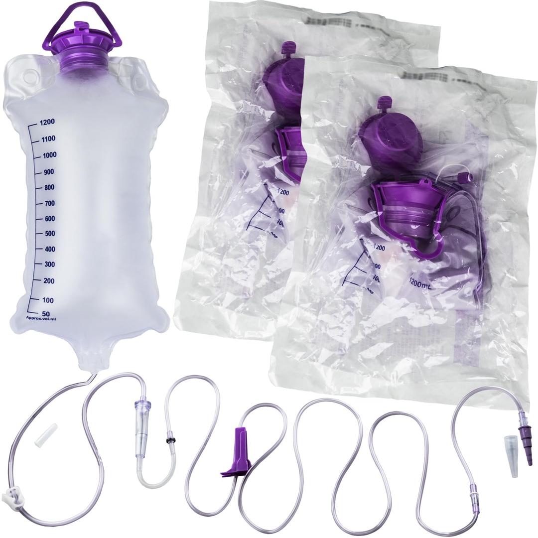 2 Packs Feeding Bag, 1200ml Bags Kit, Delivery Bag Set, Pump Bags, Large Bore