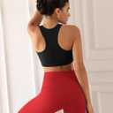 ODODOS 2-Pack High Waist Knee Length Workout Capris for Women, 14" Tummy Control Athletic Running Capri Leggings, Black+Red, Large (L)