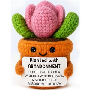 3 x Funny Coworker Leaving Gift  Crochet Succulent Plush with Humor Message  Farewell Gift for Women Who Are Quitting, Burned Out, or Betrayed, Supportive Decor for Divorce, Heartbreak,Goodbye, Breakup