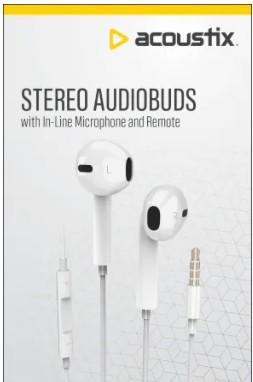 Acoustix™ Stereo Earbuds with Microphone & Remote - White