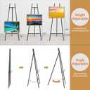 Metal Easel Stand with Chain Support for Mirror,Iron Floor Easels for Display Wedding Sign,58 Inch Adjustable Arts & Crafts Easels(Black)