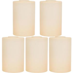 Glass Lamp Shade Replacement Globe & Cover for Light Fixture, 6-1/16" Height 4-1/16" Diameter, 1-5/8 inch Fitter, 5 Pack Light Amber Frosted Cylinder Glass Shade