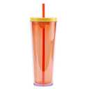 Acrylic Tumbler with Lid and Straw, Orange 24Oz