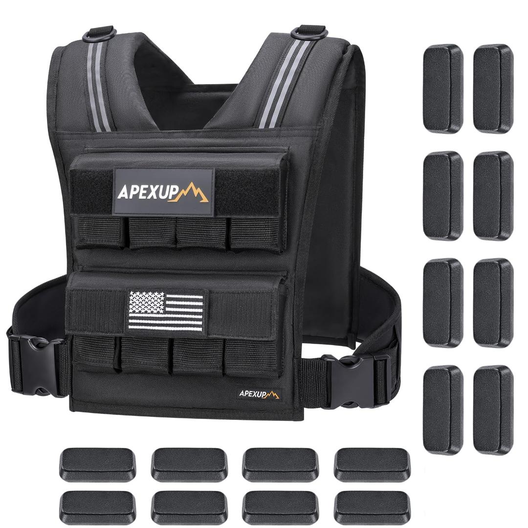 APEXUP Adjustable Weighted Vest Men Weights with Reflective Stripe, Weight Vest Woman Workout Vest for Strength Training Running Walking (40lbs, Navy Blue)