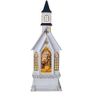 Lightahead Christmas Church Light Lamp with Nativity Scene,Musical Swirling Glitter Warm White LED Light and 8 Melodies Home Christmas Decorations