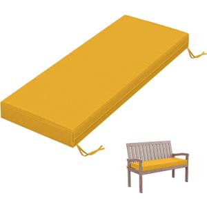Outdoor Bench Cushion 48 X 18 X 3.5 Inch Thick Waterproof Patio Furniture Cushions, Patio Porch Swing Replacement Seat Pad with Tie Straps and Anti-Slip, for Backyard Garden, Yellow