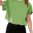 Girls Short Sleeve Crop Tops Kids Fashion Athletic Crew Neck Cropped T Shirts Casual Basic Tees