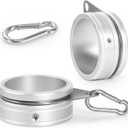 Flag Pole Rings, Aluminum Alloy Flag Pole Clips Swivels 360 Rotating Anti Wrap Mounting Ring with Carabiner, Flag Pole Kit Parts (:2 Inch -Pack of 2(Silver))