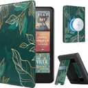 CoBak Case with Stand for Kindle Paperwhite -with Auto Sleep Wake, Card Slot, Hand Strap Feature - Fits Kindle Paperwhite 11th Generation 6.8" Signature Edition 2021 Released, Green Pattern
