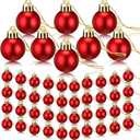 Sumind 48 Pieces Christmas Ball Ornaments Mini Matte Multicolor Hanging Ornament Xmas Ball Tree Miniature Decorations for Christmas Tree Party Decor(1 Inch,Red)