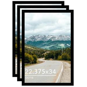 QOTIB Wood Picture Frame - 22.375 x 34, Black, 3 Pack for Wall Hanging, Horizontal or Vertical