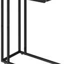 Yusong C Shaped End Table - Slide Under Sofa Couch Bed, Small Table for Small Spaces, Skinny Overbed, Coffee Drink Snack Table for Living Room, Black Oak