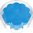 GRAHAM DESIGN Scalloped Acrylic Drink Coaster Set 4Pack with Holder  Blue Minimalist Beverage Coasters, NonSlip Table Protector, Modern Housewarming Gift