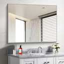 30x40In Silver Bathroom Mirror for Wall, Brushed Nickel Rectangle Mirrors with Metal Frame, Bathroom Rectangular Mirror Modern Wall Mirror for Bedroom Living Room, Hangs Horizontal or Vertical