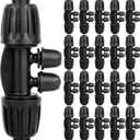 1/2 to 1/4 Drip Irrigation Fittings,20Pcs 4-Ways Barbed Tee 1/2 inch Drip Irrigation Tubing (1/2" ID x0.6-0.63" OD) 16mm to 1/4 inch Irrigation Tube Fitting Anti-Drop Barbed Connectors
