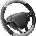 SEG Direct Car Steering Wheel Cover for F-150 Tundra Range Rover 15.5-16 inch, Black and Gray Microfiber Leather