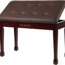 Duet Piano Bench with Storage, Wooden Piano Stool with Waterproof Padded Cushion, Bench Seat for Vanity, Living Room, Bedroom (Brown)