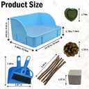 12Pcs Rabbit Litter Box for Cage, Bunny Potty Trainer Corner Guinea Pig Plastic Square Grate Toilet, Pet Bedding Litter Box for Small Animal Ferret Hamster Hedgehog (Blue)
