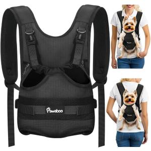 Pawaboo Pet Dog Front Carrier Backpacks, Legs Out Pet Carrier Backpack for Dogs, Adjustable Dog Chest Carriers Purse for Small Medium Dogs Hands Free for Travel Hiking Cycling Camping, S, Black
