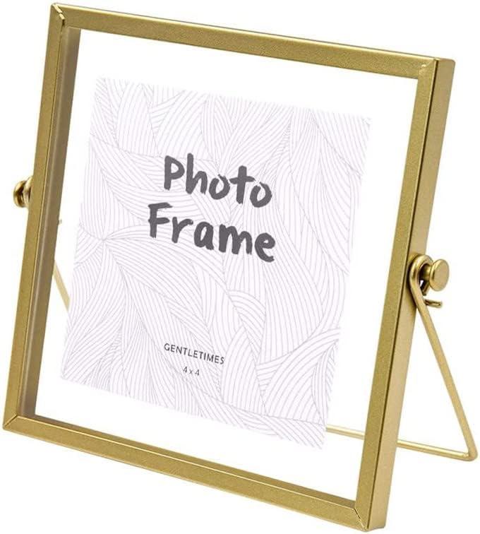 Vintage Metal Glass Photo Frame, 4x4 Photo Frame Photo Display Stand for Photo, Art, Desktop Display (Gold 4 inch) Vintage Metal Glass Photo Frame, 4x4 Photo Frame Photo Display Stand for Photo, Art, Desktop Display (Gold 4 inch)