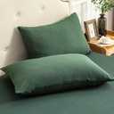 PURE ERA Jersey Knit Pillowcases 100% T-Shirt Cotton Super Soft Comfy Breathable, Set of 2, King 20" x 36", Solid Forest Green