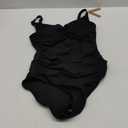 SHAPELLX Tummy Control Swimsuits Women V Neck One Piece Bathing Suit Ruched Push Up Slimming Swimwear Built-in Bra (Large, Black)