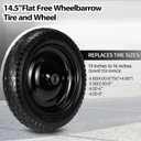 2 PCS, 4.80/4.00-8" Tire, 14.5" Flat Free Wheelbarrow Tire and Wheel with 5/8" & Extra 3/4" Bearings, Adjustable 3"-7" Centered Hub, Universal Fit 4.80/4.00-8, 4.00-6, 3.50/3.00-8 Wheelbarrow Wheels