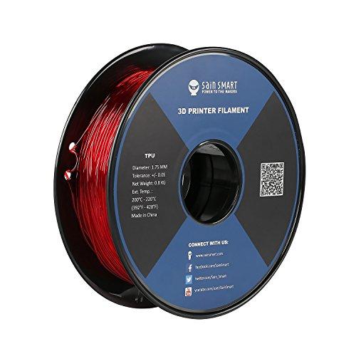 SainSmart - 101-90-163 Red Flexible TPU 3D Printing Filament, 1.75 mm, 0.8 kg, Dimensional Accuracy +/ - 0.05 mm