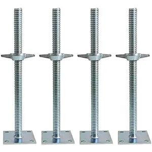 GaeaAuto 4 Pack Adjustable Leveling Jack Solid Screw Jacks with Base Plate for Baker-Style Scaffolding, Silver