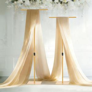 Vincidern 2pcs Adjustable Backdrop Stand for Wedding/Party, Heavy Duty Metal Backdrop Stand for Birthday Party, Baby Shower, Events Decorations, Gold (Adjustable Height from 2.6FT to 8FT)