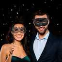 Thmyo Couple Masquerade Masks Set with Holding Stick, Venetian Handheld Party Mask for Women and Men Party Costumes Accessory