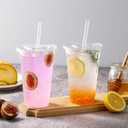 AOZITA 100 Pack - 24 oz Clear Plastic Cups with Lids and Straws, Sturdy & Food Safe Iced Coffee Cups with lids, Disposable Iced Coffee Cups for Cold Drinks