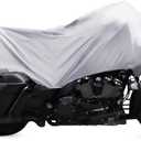 X AUTOHAUX Motorcycle Cover Lightweight Half Cover Outdoor Waterproof Rain Dust Protector Silver Tone L Size for Most Full Dress Touring Cruiser