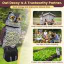 Owl Decoys to Scare Birds Away, Waterproof Garden Owl Statue with 360 Rotating Head, Pigeon Repellent and Squirrels Deterrent for Outdoor Patios, Pools, Rooftops and Vegetable Gardens