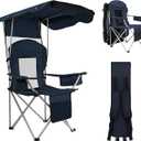 Camping Chair with Canopy Shade Portable Folding Beach Chairs,Blue | Full Sun Protection,Cup holder,Pocket,Cooler Bag,Can Folded Into a Backpack,for Camping Fishing Beach and Sports