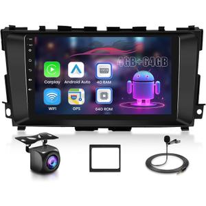 [8Core 4+64GB] Android Car Stereo for Nissan Altima 20132018 Wireless CarPlay Android Auto, 9" 1280 * 720P IPS Touch Screen Car Radio with DSP/32EQ,BT 5.0,Mirror Link,5G WiFi,GPS SWC Backup Camera