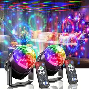 2-Piece Set of Party Lights, Voice-Controlled Flash with Remote Control, Disco Ball Lights, DJ Strobe Lamp, Wedding Bars, KTV Karaoke/New Year's Eve Halloween Christmas Decorations.