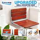 [Upgraded Version] 20" ADA Compliant Folding Teak Shower Seat Wall Mounted - Larger Teak Shower Bench, Home Care Folding Shower Seat for Inside Shower, Wall Mount Shower Chair Shower Stool, Max 400lb