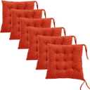 6 Pack Square Seat Cushion Chair Pads for Kitchen Dining Chairs, Soft Comfort Velvet Chair Mat Pillow Cushions with Ties for Office Desk Living Room Tatami 15.5", Orange