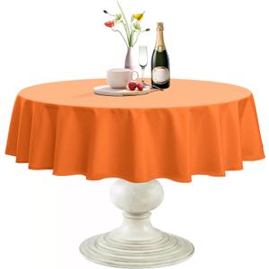 Softalker Round Tablecloth, Waterproof & Stain Resistant Table Cloth Wrinkle Free Fabric Washable 210GSM Polyester Table Cover for Dining/Party/Thanksgiving - 60 inch,Orange