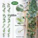 Mizii 2 Strands Artificial Vines Eucalyptus Garland 68" Fake Vine with Silk Leaves Green Garland Faux Hanging Plants Greenery Decoration for Bedroom Room Table Centerpieces Wedding Decor (Greenery)