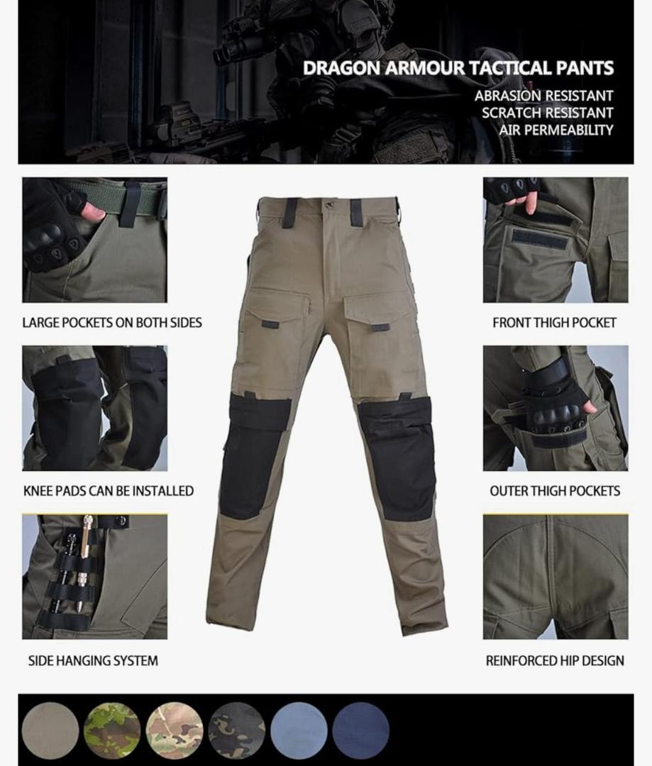 HAN·WILD Tactical Pants for Men, Stretch Waistband, Waterproof Ripstop Military Combat Pants with 10 Pockets Size 30